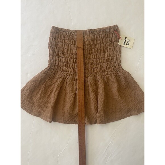 OPEN EDIT  Smocked‎ Semisheer Miniskirt - Tan Chanterelle Size XS - Picture 3 of 7